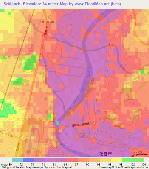 Sekiguchi,Japan Elevation Map