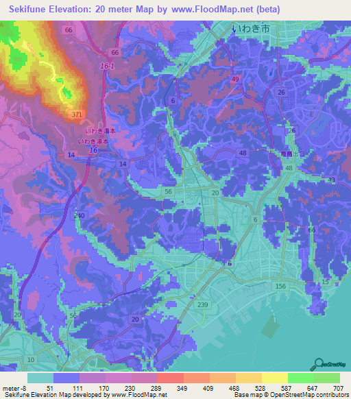 Sekifune,Japan Elevation Map