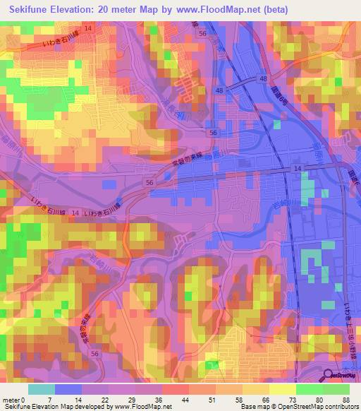 Sekifune,Japan Elevation Map