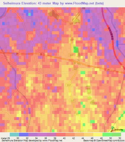 Seiheimura,Japan Elevation Map