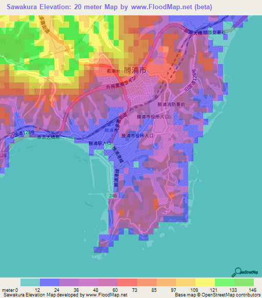 Sawakura,Japan Elevation Map