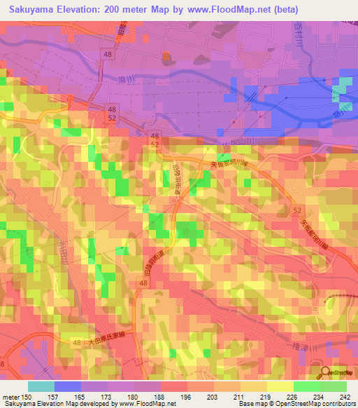 Sakuyama,Japan Elevation Map