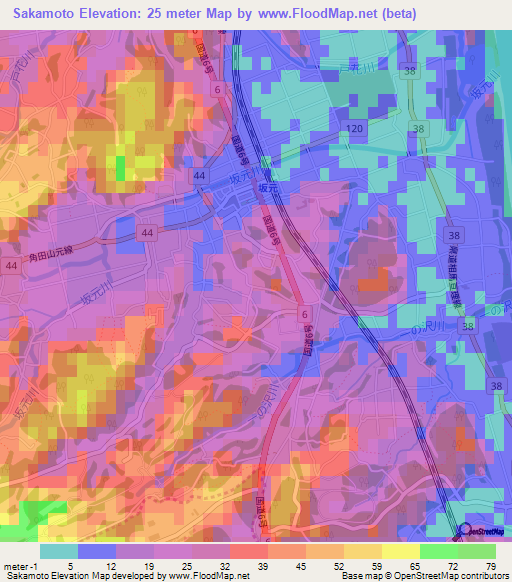Sakamoto,Japan Elevation Map