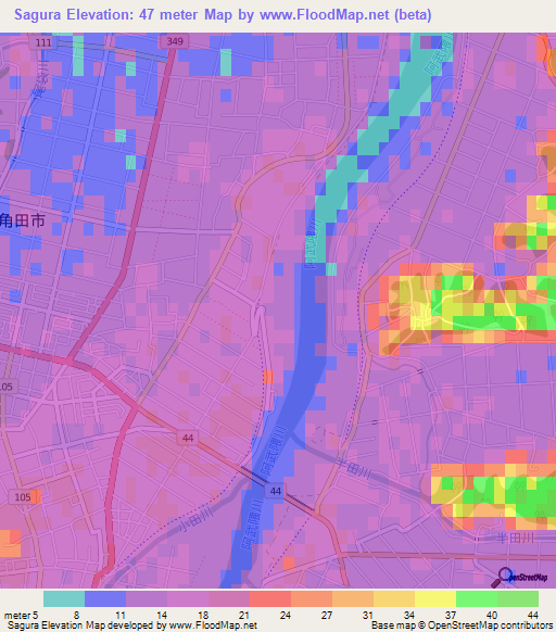 Sagura,Japan Elevation Map