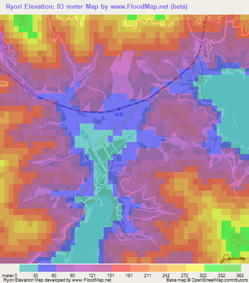 Ryori,Japan Elevation Map