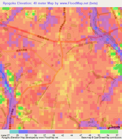 Ryogoku,Japan Elevation Map