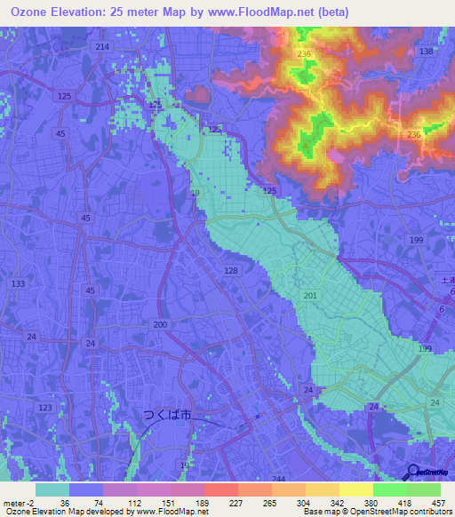 Ozone,Japan Elevation Map
