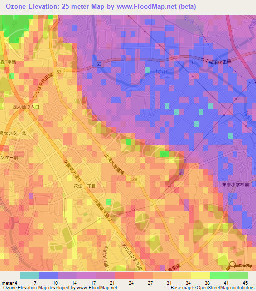 Ozone,Japan Elevation Map