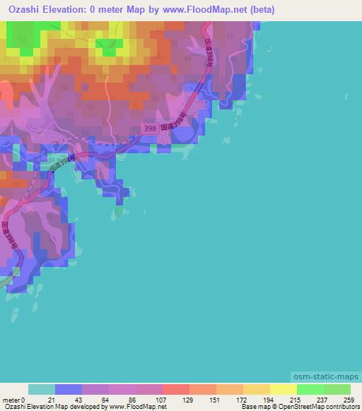 Ozashi,Japan Elevation Map