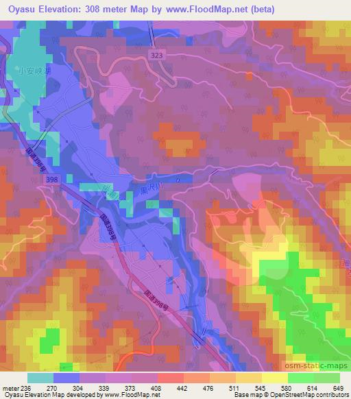 Oyasu,Japan Elevation Map