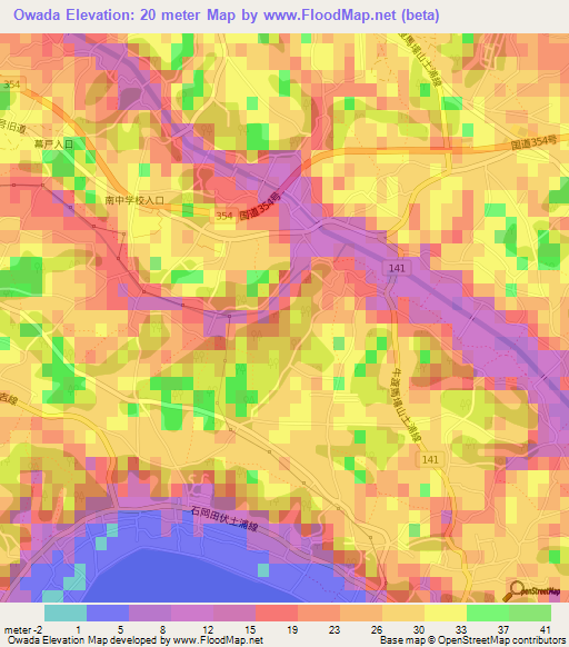 Owada,Japan Elevation Map