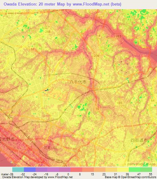 Owada,Japan Elevation Map