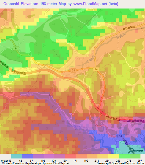 Otonashi,Japan Elevation Map