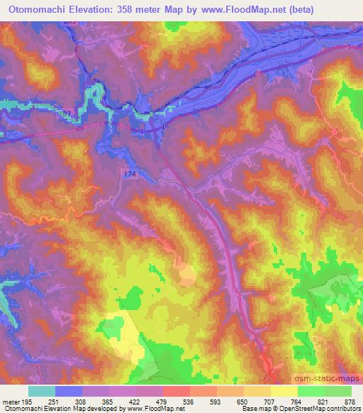 Otomomachi,Japan Elevation Map