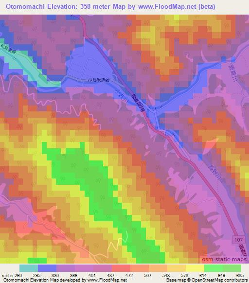 Otomomachi,Japan Elevation Map