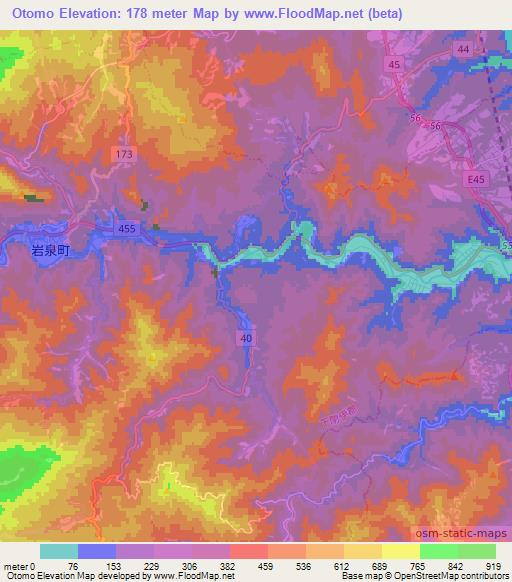 Otomo,Japan Elevation Map