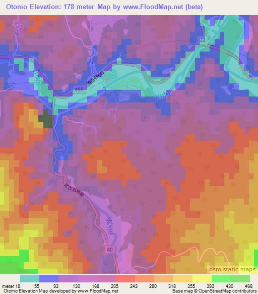 Otomo,Japan Elevation Map
