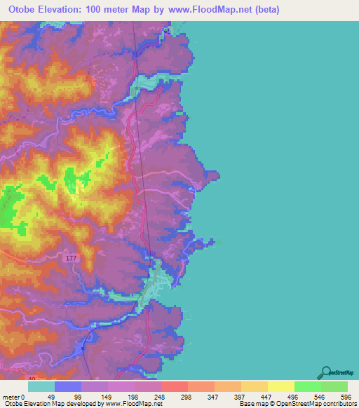Otobe,Japan Elevation Map