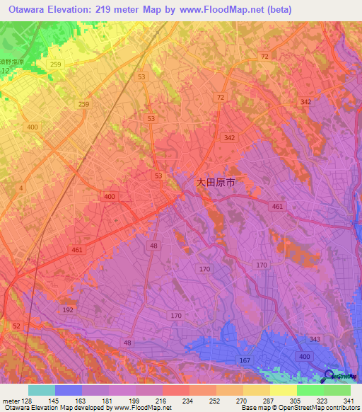 Otawara,Japan Elevation Map
