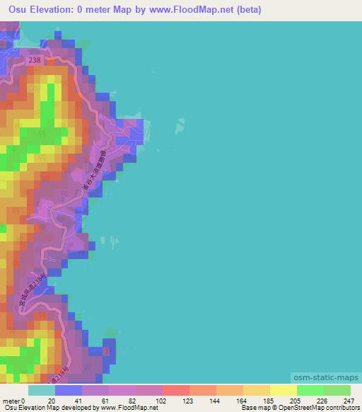 Osu,Japan Elevation Map