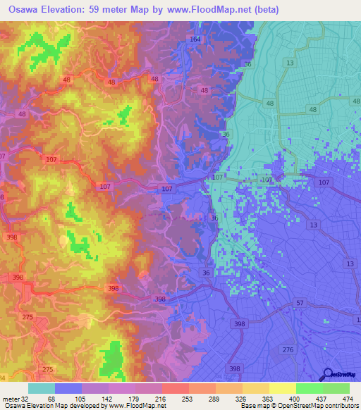 Osawa,Japan Elevation Map