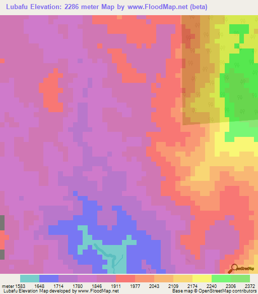 Lubafu,Congo (Kinshasa) Elevation Map