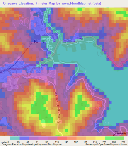 Onagawa,Japan Elevation Map