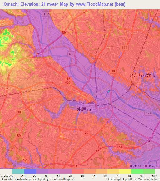 Omachi,Japan Elevation Map