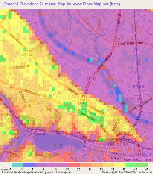 Omachi,Japan Elevation Map