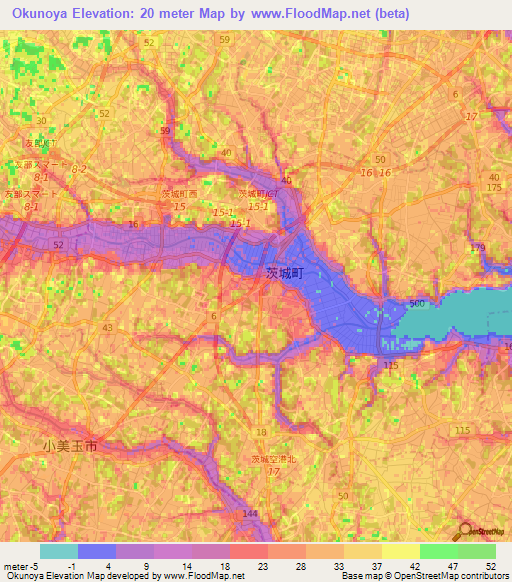 Okunoya,Japan Elevation Map