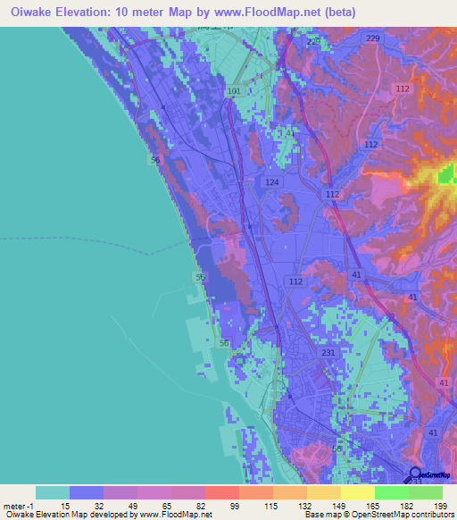 Oiwake,Japan Elevation Map