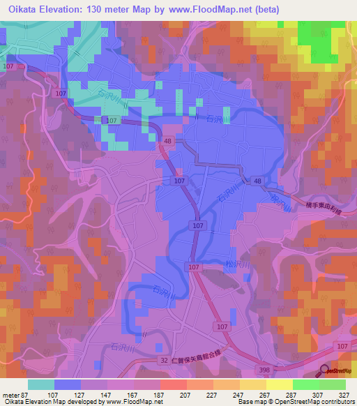Oikata,Japan Elevation Map