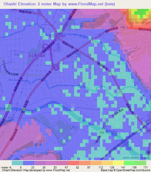 Ohashi,Japan Elevation Map
