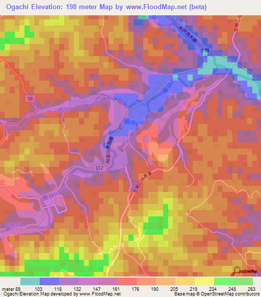 Ogachi,Japan Elevation Map