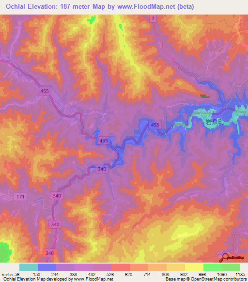 Ochiai,Japan Elevation Map
