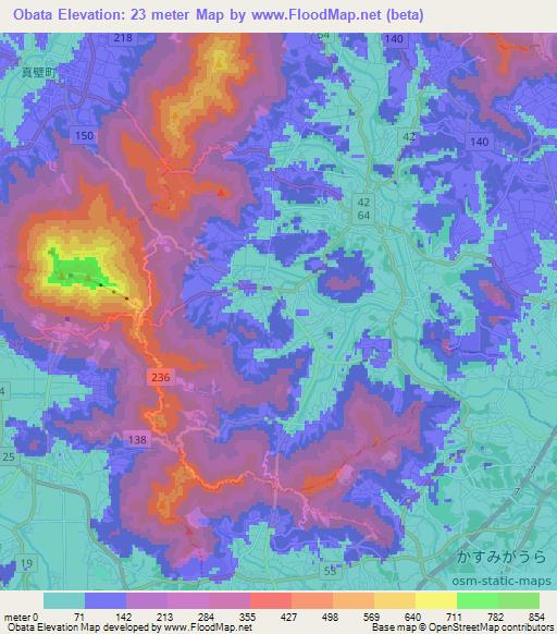 Obata,Japan Elevation Map