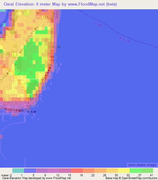 Oarai,Japan Elevation Map