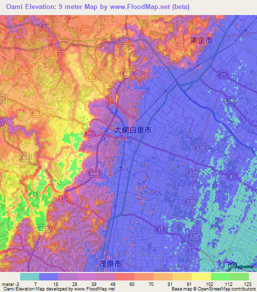 Oami,Japan Elevation Map