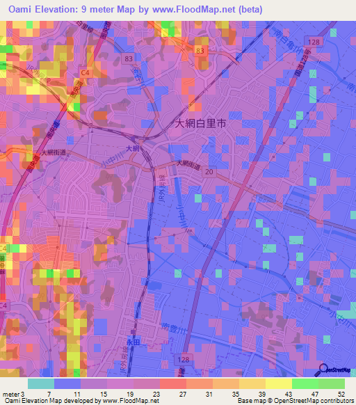 Oami,Japan Elevation Map