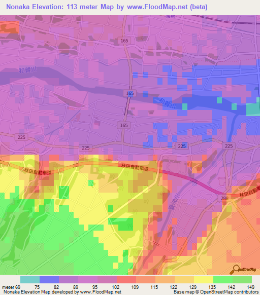 Nonaka,Japan Elevation Map