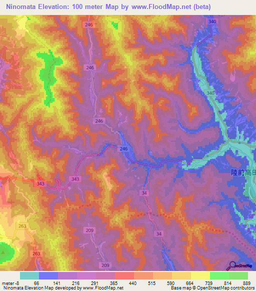Ninomata,Japan Elevation Map