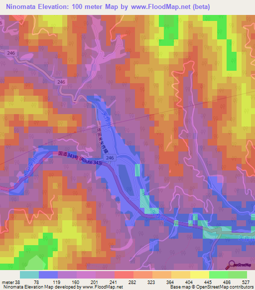Ninomata,Japan Elevation Map