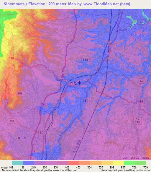 Nihommatsu,Japan Elevation Map