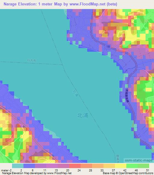 Narage,Japan Elevation Map