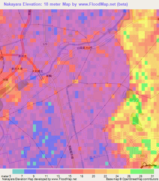 Nakayara,Japan Elevation Map