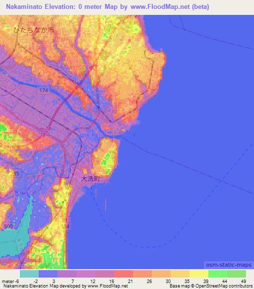Nakaminato,Japan Elevation Map