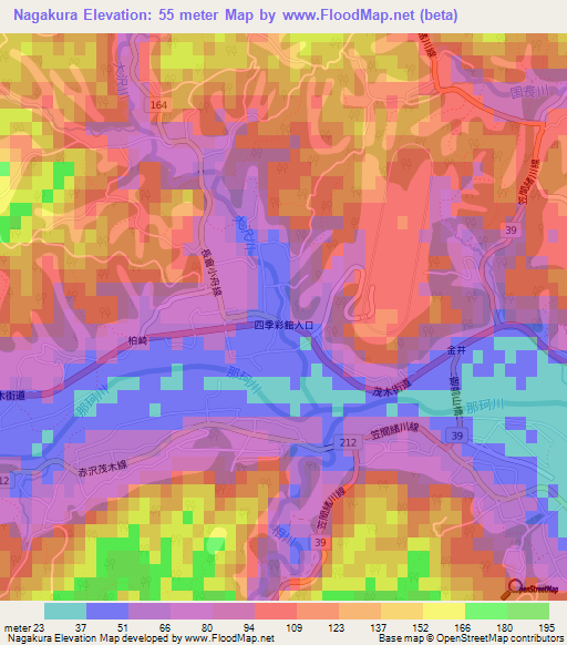 Nagakura,Japan Elevation Map