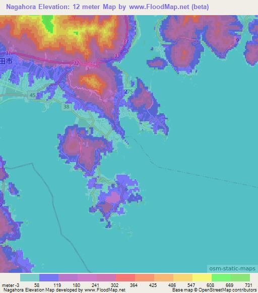 Nagahora,Japan Elevation Map