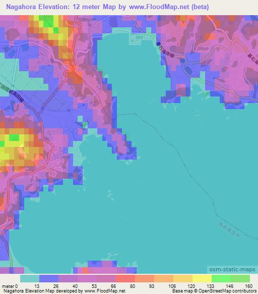 Nagahora,Japan Elevation Map