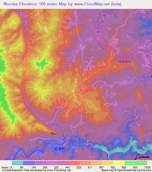 Muroba,Japan Elevation Map